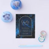 BUDGET Starry Night Navy Blue Gold Hochzeit INVITE Flyer (Einzeln)
