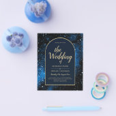 BUDGET Starry Night Navy Blue Gold Hochzeit INVITE Flyer (Einzeln)