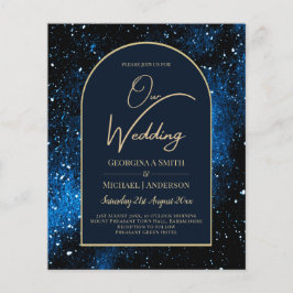 BUDGET Starry Night Navy Blue Gold Hochzeit INVITE Flyer