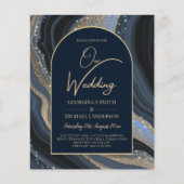 BUDGET Starry Night Navy Gold Agate Wedding INVITE (Vorderseite)