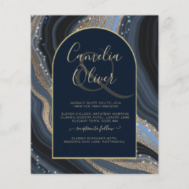 BUDGET Starry Night Navy Gold Agate Wedding INVITE Flyer