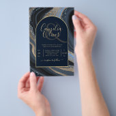 BUDGET Starry Night Navy Gold Agate Wedding INVITE Flyer (Handgriff)