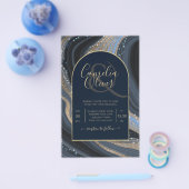 BUDGET Starry Night Navy Gold Agate Wedding INVITE Flyer (Einzeln)