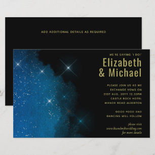 BUDGET Starry Night Navy Gold Einladungen für Hoch