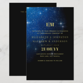 BUDGET Starry Night Navy Gold Einladungen für Hoch