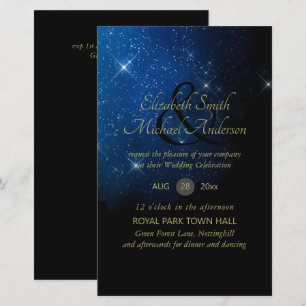 BUDGET Starry Night Navy Gold Einladungen für Hoch