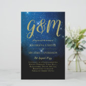 BUDGET Starry Night Navy Gold Einladungen für Hoch (Stehend Vorderseite)