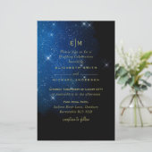 BUDGET Starry Night Navy Gold Einladungen für Hoch (Stehend Vorderseite)