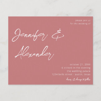 Budget Staubig Rosa Kalligrafie Foto Hochzeit V2 Flyer