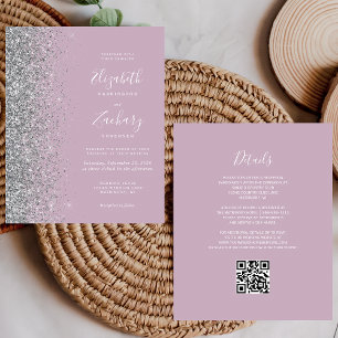 Budget Staubige Flieder Silber Glitter QR Code Hoc