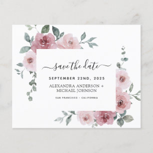 Budget-Staubige Rose Save the Date Pink-Blumen Flyer