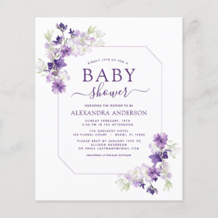 Budget Staublila Blumen Grüne Babyparty Flyer