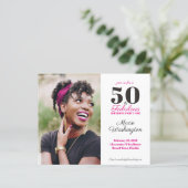 Budget Stilvoll Hot Pink Black Damask 50. Geburtst (Stehend Vorderseite)