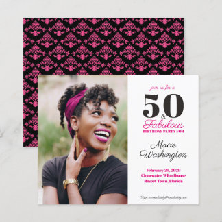Budget Stilvoll Hot Pink Black Damask 50. Geburtst