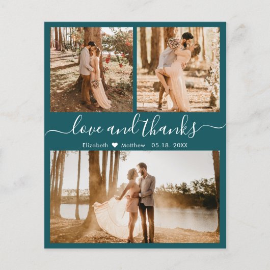 Budget Stilvolle 3 Foto Collage Wedding Vielen Dan (Vorderseite)