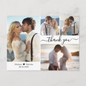 Budget Stilvolle 4 Foto Collage Wedding Vielen Dan Postkarte (Vorderseite)