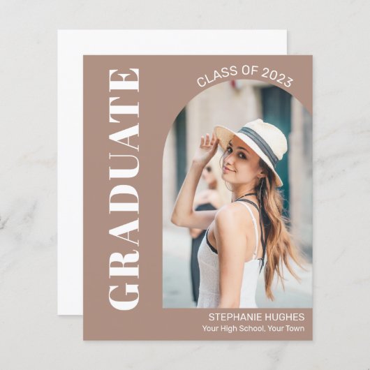 Budget Stilvolle Abschluss Foto Announcement Card (Vorne/Hinten)