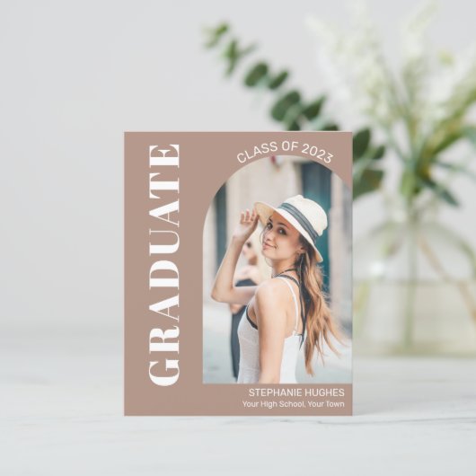 Budget Stilvolle Abschluss Foto Announcement Card (Stehend Vorderseite)