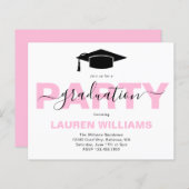 Budget Stilvolle Pink Graduation Party Einladung (Vorne/Hinten)