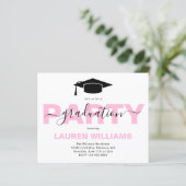 Budget Stilvolle Pink Graduation Party Einladung (Stehend Vorderseite)