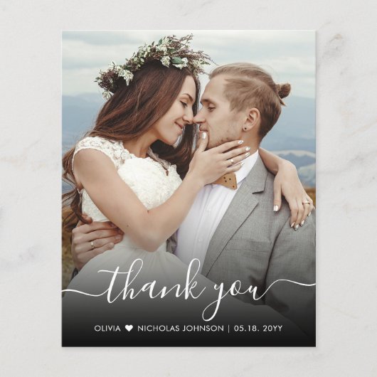Budget Stilvolle Skript-Foto Hochzeit Danke-Card (Vorderseite)