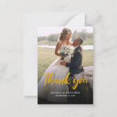 Budget Stilvolle Skript-Foto Hochzeit Danke-Card Mitteilungskarte (Vorderseite)