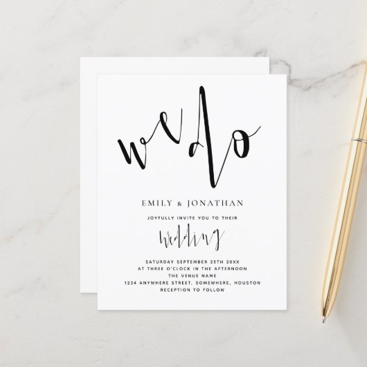 Budget Stilvolle Skripte Wir machen Hochzeit Einla (Vorderseite/Rückseite Beispiel)