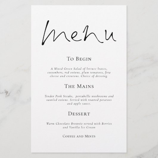 Budget Stilvolle Typografie Simple Wedding Menu (Vorderseite)