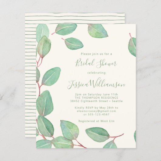 Budget Stilvolles Eukalyptus Greenery Brautparty (Vorne/Hinten)