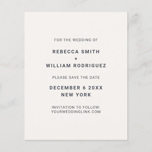 Budget Stilvolles Foto Hochzeit Speichern Sie die Flyer (Hinten)