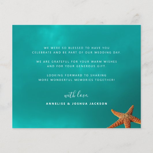 Budget Strand Hochzeit Custom Foto danke (Rückseite)