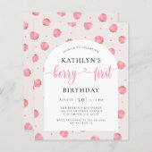 Budget Strawberry Berry Erster Geburtstag Einladun (Vorne/Hinten)