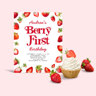 Budget Strawberry Berry Erster Geburtstag für Mädc