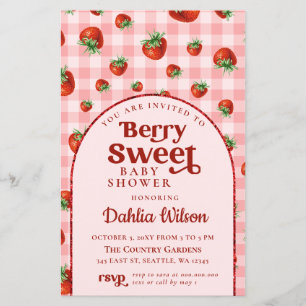 Budget Strawberry Berry Sweet Baby Shower Einladun