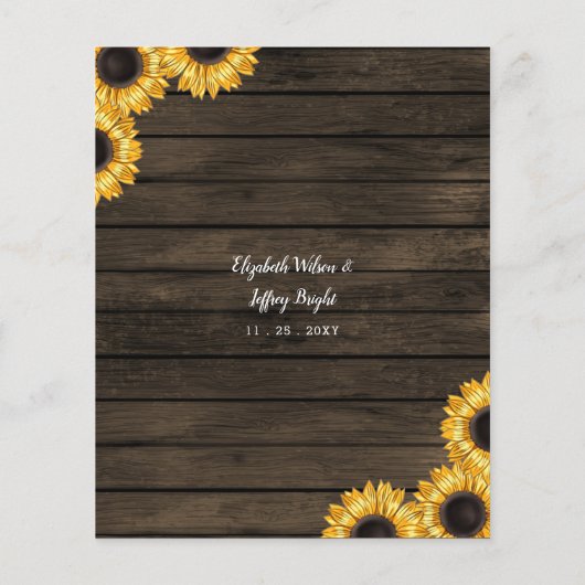 Budget String Light Sonnenblumen Einladung Hochzei (Rückseite)