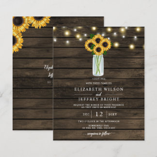 Budget String Light Sonnenblumen Einladung Hochzei