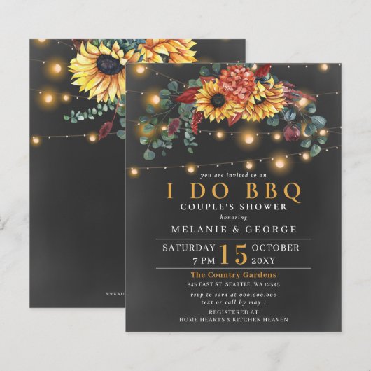 Budget String Light Sonnenblumen I DO BBQ Einladun (Vorne/Hinten)