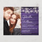 Budget String Lights Lila Foto Hochzeit Einladung (Vorderseite)
