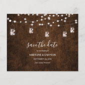 BUDGET String Lights Rustikales Holz Save the Date (Vorderseite)