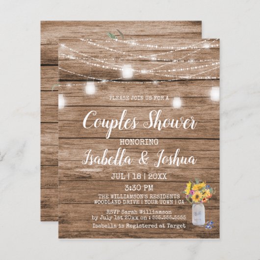 Budget String of Lights & Mason Jar Couples Dusche (Vorne/Hinten)