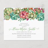 Budget Succulent unisex Kinderdusche Einladung (Vorderseite)