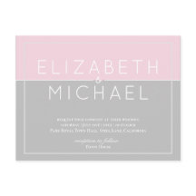 Budget Sugar Pink Gray Hochzeit Einladung Modern