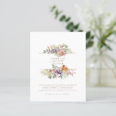 Budget Summer Floral Wedding Einladung QR Code UAW (Stehend Vorderseite)