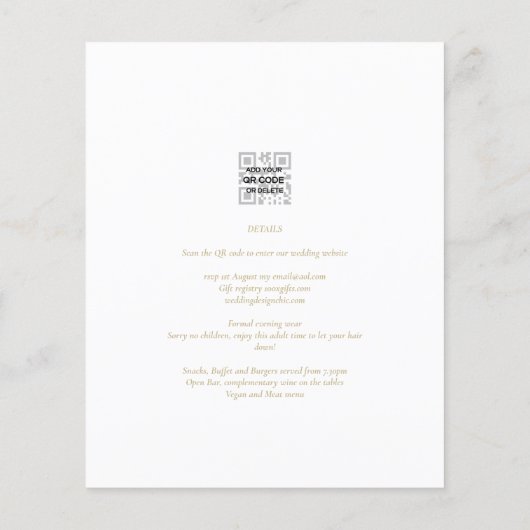 Budget Summer Floral Wedding Einladung QR Code UAW (Rückseite)