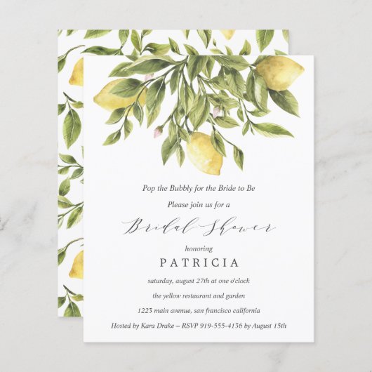 BUDGET Summer Lemons Foliage Wedge Brautparty (Vorne/Hinten)