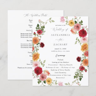 Budget Summer Multi Color Floral Wedding Programm