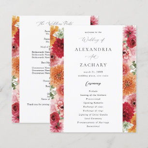 Budget Summer Multi Color Floral Wedding Programm