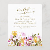 Budget Summer Pink Blume Brautparty Einladung (Vorderseite)