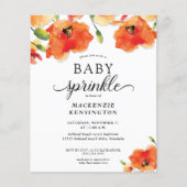 Budget Summer Poppy Baby Sprinkle Einladung (Vorderseite)