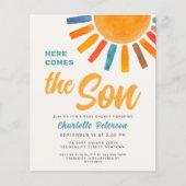 Budget Sun Hier kommt die Son Baby Dusche einladen (Vorderseite)